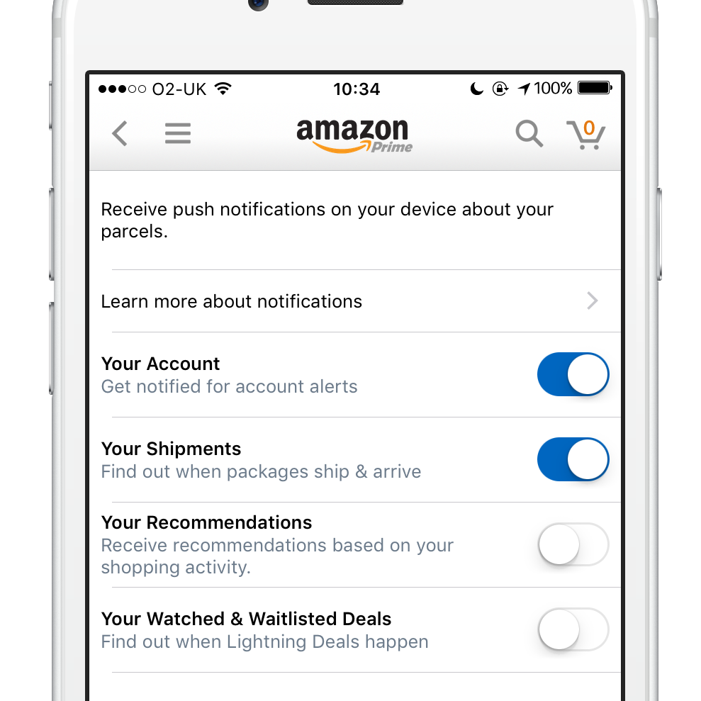 Amazon app notification settings