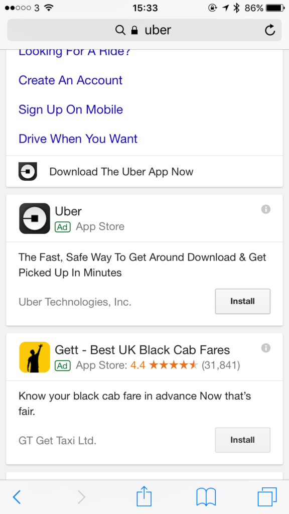 Google search app ad